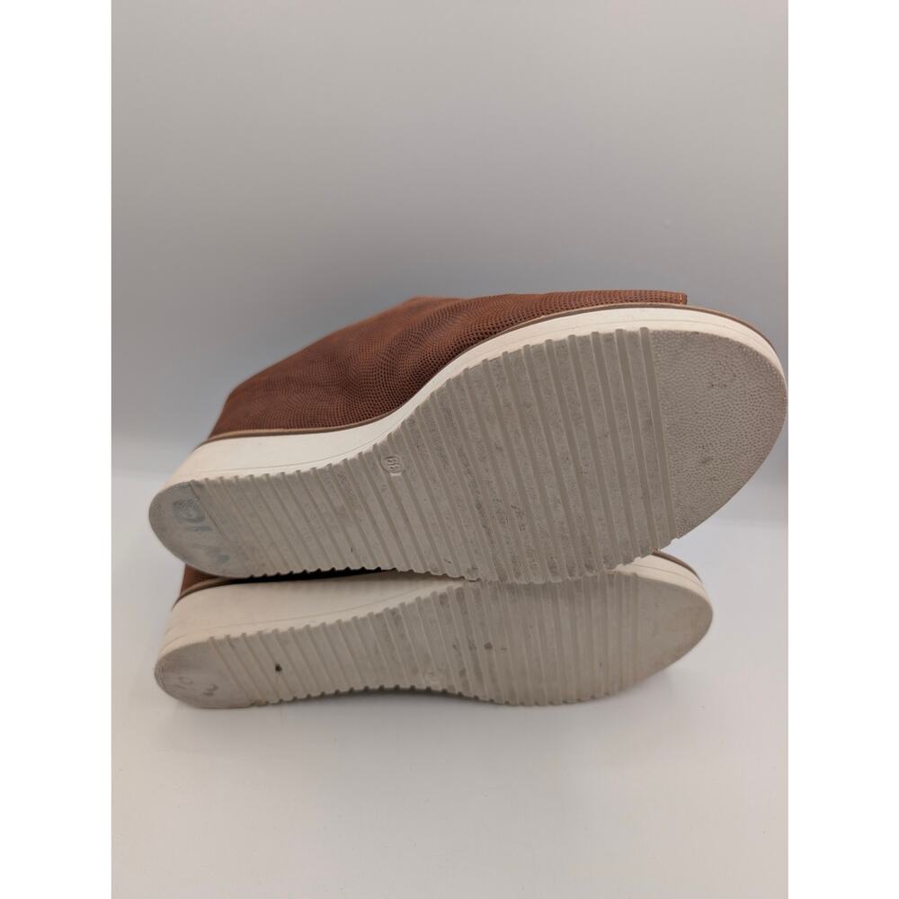 Tamaris Leather Peep Toe Mules Wedge Sandals Cognac Brown Women's Size 8.5 - Picture 7 of 7